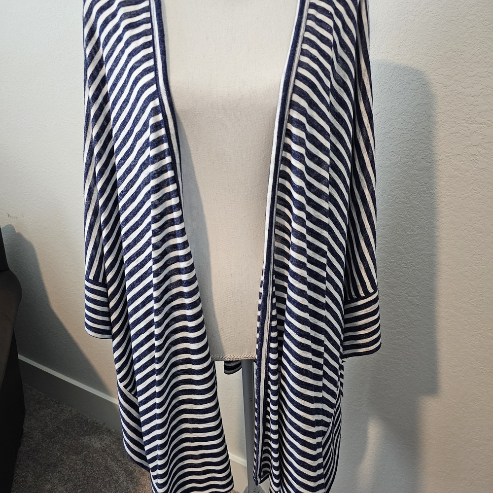 Liz Claiborne Navy and White Striped Cardigan